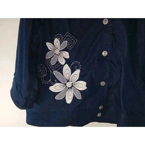 Alfred Dunner Womens Floral  Two Piece Blouse Set Long Sleeve sz Jacket 16 Top L - Picture 15 of 16